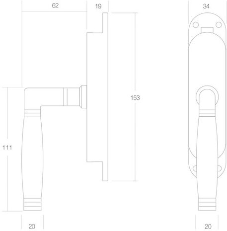 Intersteel Raamespagnolet ton 222 links nikkel/ebbenhout
