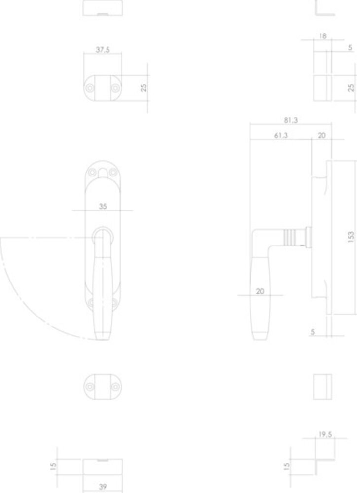 Intersteel Raamespagnolet ton 400 links nikkel/ebbenhout