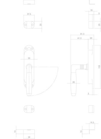Intersteel Raamespagnolet ton 400 rechts nikkel/ebbenhout