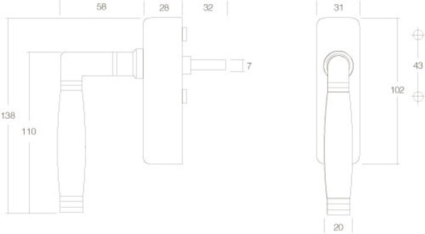 Intersteel Raamklink Ton 222 afsluitbaar nikkel/ebben hout Intersteel Raamklink Ton 222 afsluitbaar nikkel/ebben hout