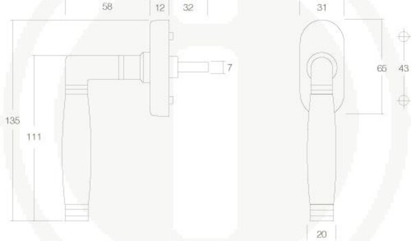 Intersteel Raamsluiting Ton 222 draai kiep nikkel/ebbenhout Intersteel Raamsluiting Ton 222 draai kiep nikkel/ebbenhout