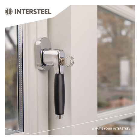 Intersteel Raamklink Ton 400 afsluitbaar ovaal rozet chroom/ebben hout Intersteel Raamklink Ton 400 afsluitbaar ovaal rozet chroom/ebben hout