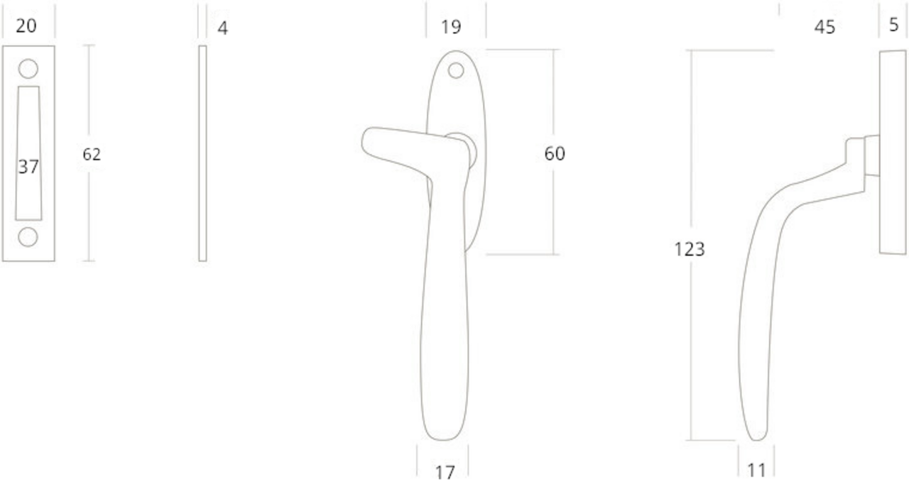 De Oude Deurklink Raamsluiting Ovaal rechts zwart