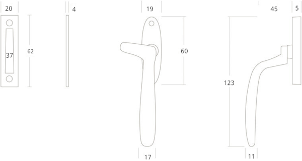 De Oude Deurklink Raamsluiting Ovaal rechts zwart