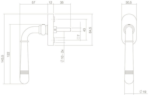 Intersteel Raamsluiting emily draai-kiep messing gelakt Intersteel Raamsluiting emily draai-kiep messing gelakt
