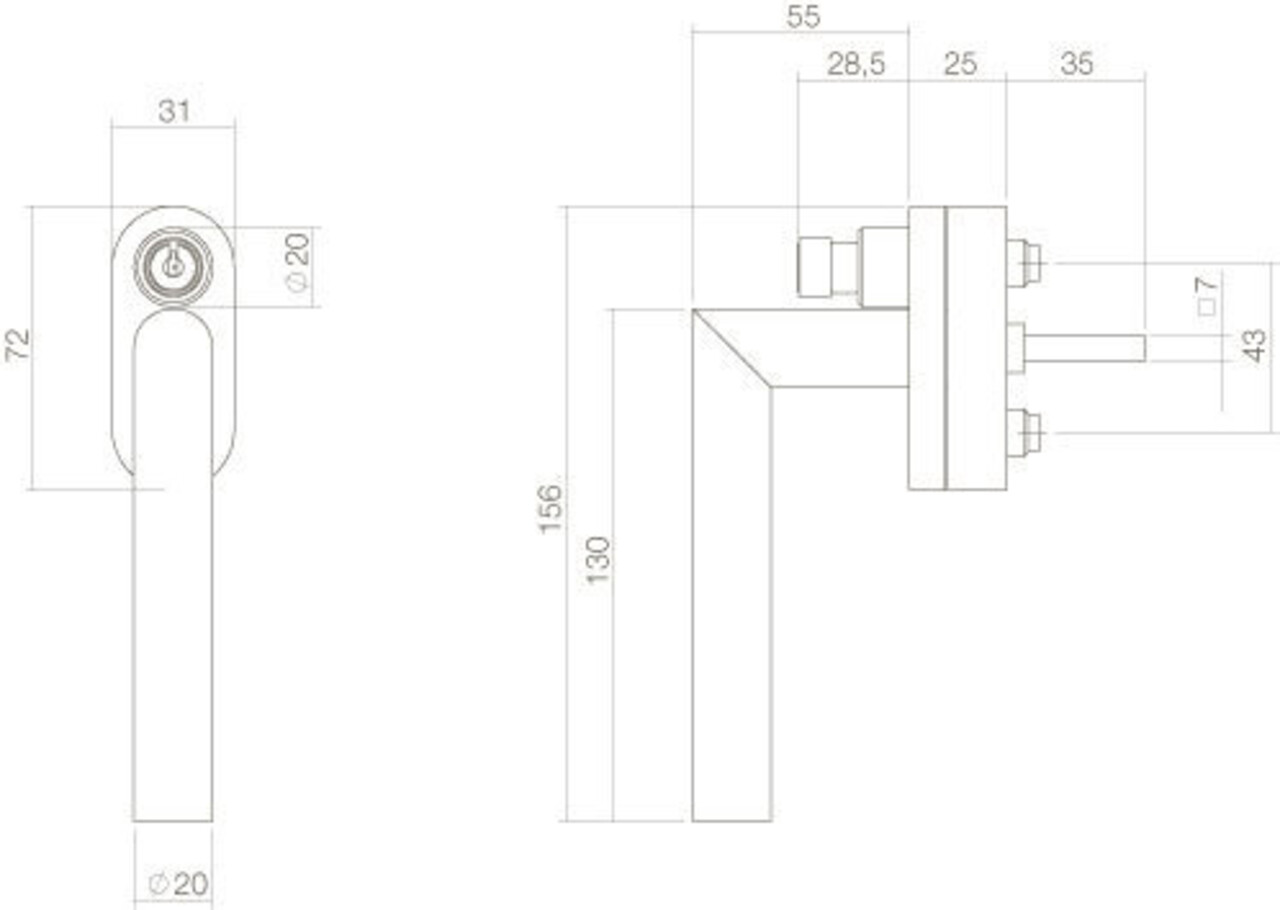 Intersteel Raamsluiting hoek afsluitbaar skg2 geborsteld rvs Intersteel Raamsluiting hoek afsluitbaar skg2 geborsteld rvs
