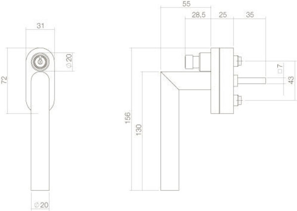 Intersteel Raamsluiting hoek afsluitbaar skg2 geborsteld rvs Intersteel Raamsluiting hoek afsluitbaar skg2 geborsteld rvs