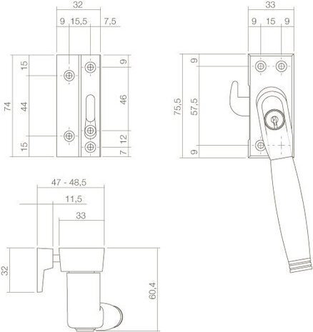 Intersteel Raamsluiting met slot skg1 links Ton 222 nikkel ton Intersteel Raamsluiting met slot skg1 links Ton 222 nikkel ton