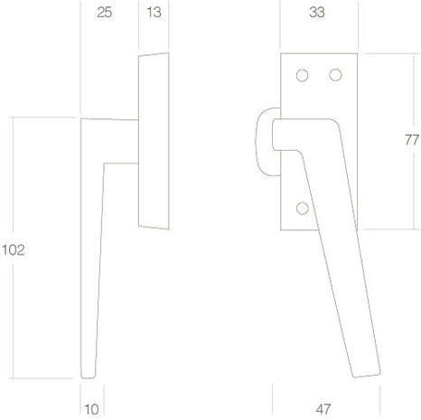 Intersteel Raamsluiting recht met nok links messing gelakt Intersteel Raamsluiting recht met nok links messing gelakt