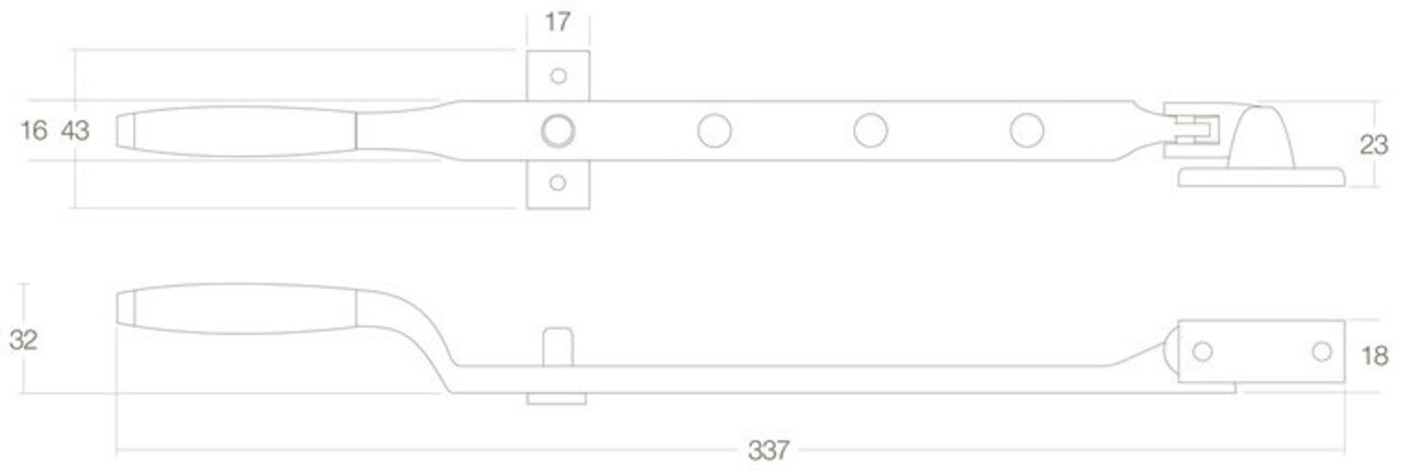 Intersteel Raamuitzetter met stelpen messing gelakt Intersteel Raamuitzetter met stelpen messing gelakt