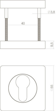 Intersteel Cilinderrozet vierkant wit