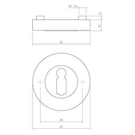 Intersteel Rozet met sleutelgat 53x8mm mat zwart