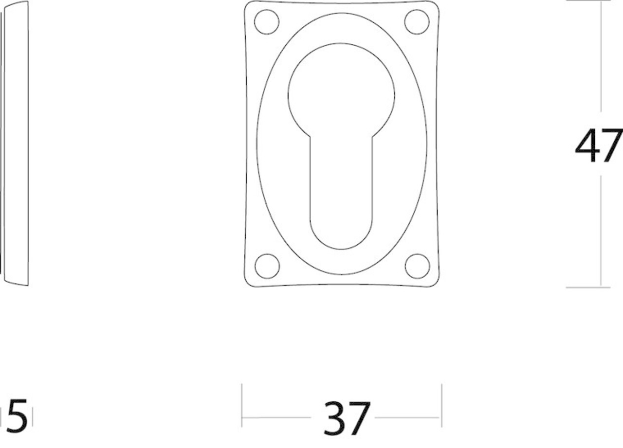 Intersteel Cilinderrozet rechthoekig verlengd mat nikkel Intersteel Cilinderrozet rechthoekig verlengd mat nikkel
