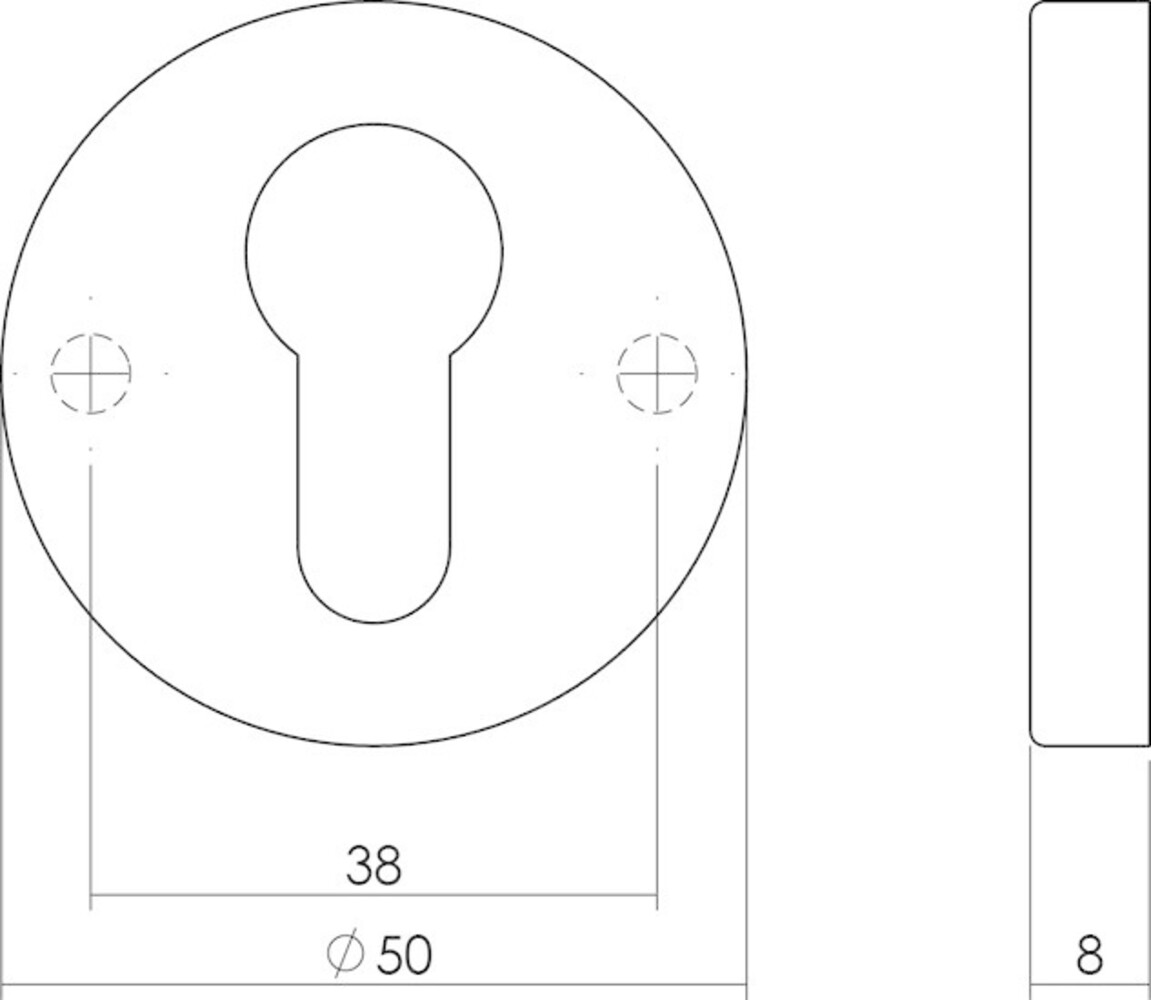 Intersteel Rozet profielcilindergat rond verdekt messing gelakt Intersteel Rozet profielcilindergat rond verdekt messing gelakt