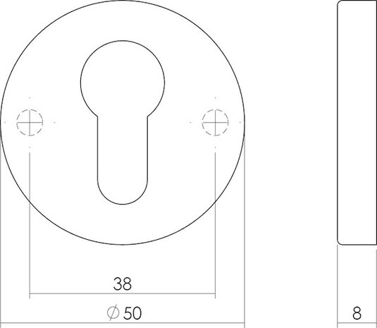 Intersteel Rozet profielcilindergat rond verdekt messing gelakt Intersteel Rozet profielcilindergat rond verdekt messing gelakt