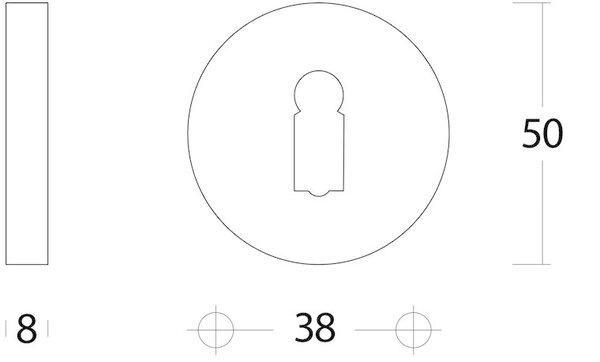 Intersteel Rozet rond verdekt met sleutelgat messing gelakt Intersteel Rozet rond verdekt met sleutelgat messing gelakt