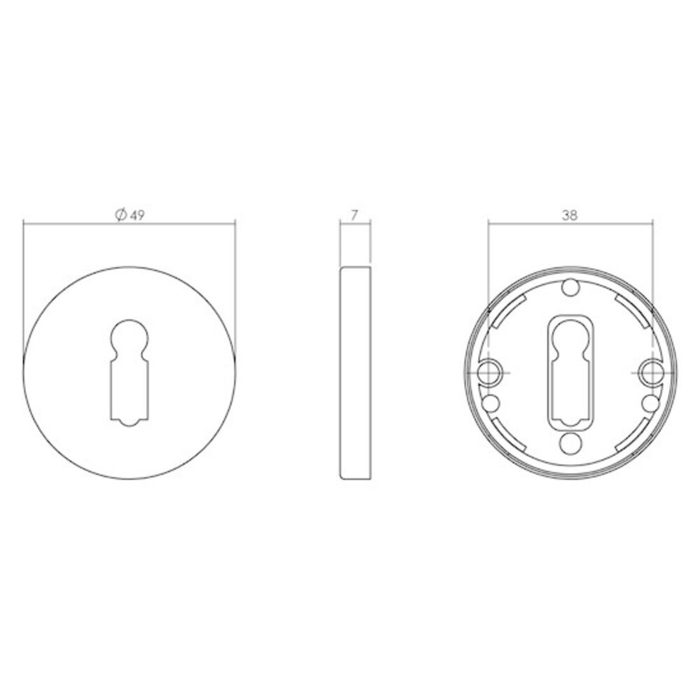 Intersteel Rozet sleutelgat rond verdekt messing gelakt Intersteel Rozet sleutelgat rond verdekt messing gelakt