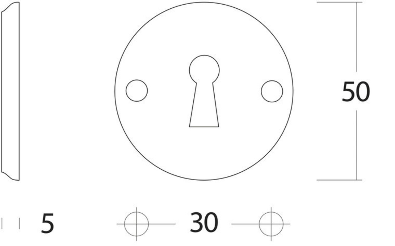 Intersteel Rozet sleutelgat schroefgat messing gelakt