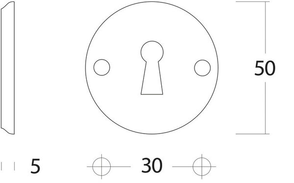 Intersteel Rozet sleutelgat schroefgat messing gelakt