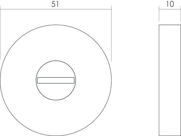 Intersteel Rozet wc slot / badkamersluiting rond rvs geborsteld Intersteel Rozet wc slot / badkamersluiting rond rvs geborsteld