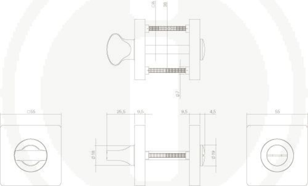 Intersteel WC-Slot draaiknop vierkant verdekt mat zwart Intersteel WC-Slot draaiknop vierkant verdekt mat zwart