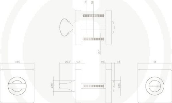 Intersteel WC-Slot draaiknop vierkant verdekt mat zwart Intersteel WC-Slot draaiknop vierkant verdekt mat zwart