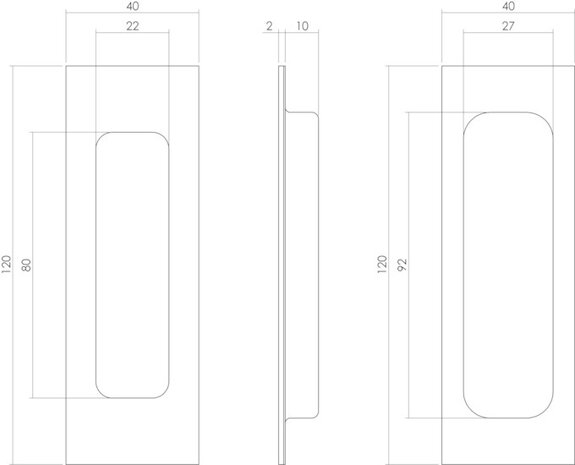 Intersteel Schuifdeurkom mat zwart rechthoek 120x40 mm blind Intersteel Schuifdeurkom mat zwart rechthoek 120x40 mm blind