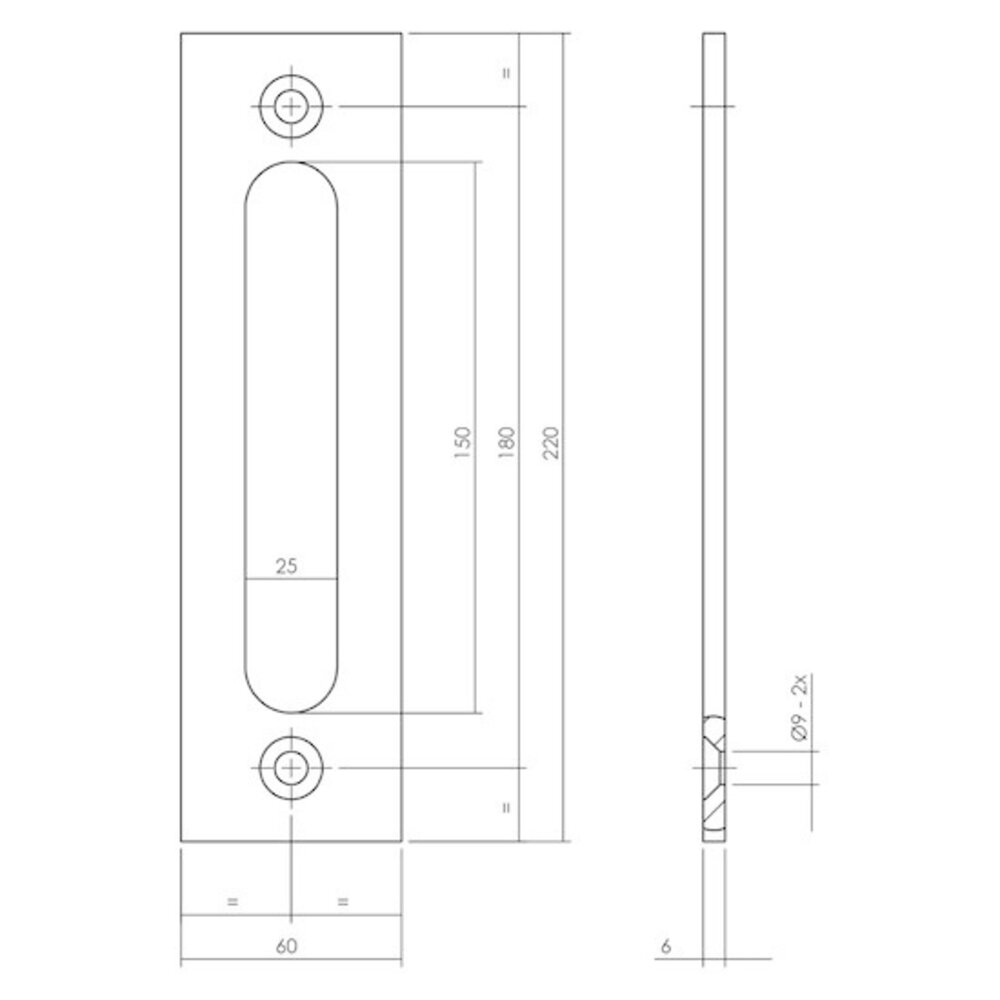 Intersteel Schuifdeurkom zwart opschroevend 220x60x6 mm Intersteel Schuifdeurkom zwart opschroevend 220x60x6 mm