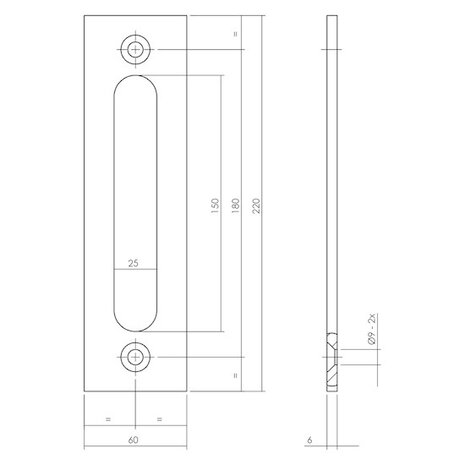 Intersteel Schuifdeurkom zwart opschroevend 220x60x6 mm Intersteel Schuifdeurkom zwart opschroevend 220x60x6 mm