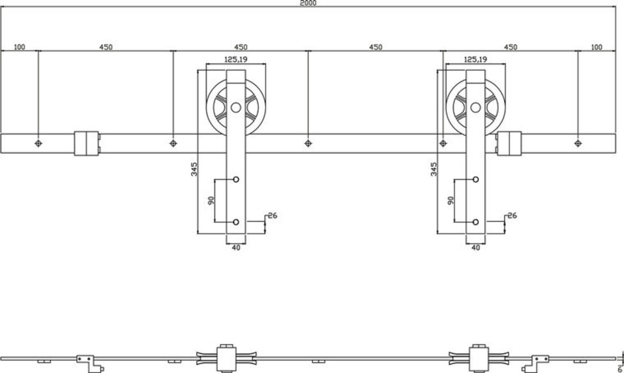 Intersteel Schuifdeursysteem wheel mat zwart Intersteel Schuifdeursysteem wheel mat zwart