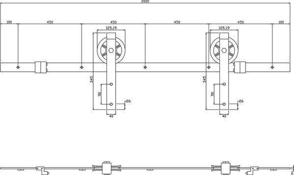 Intersteel Schuifdeursysteem wheel mat zwart Intersteel Schuifdeursysteem wheel mat zwart