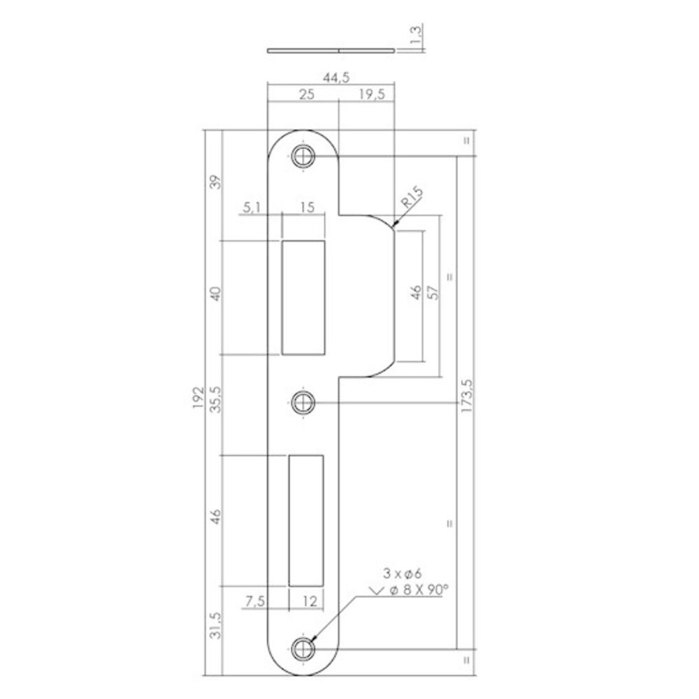 Intersteel Sluitplaat voor veiligheidsslot skg2 profielcilindergat 72 mm din links rvs Intersteel Sluitplaat voor veiligheidsslot skg2 profielcilindergat 72 mm din links rvs