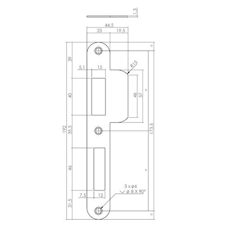 Intersteel Sluitplaat voor veiligheidsslot skg2 profielcilindergat 72 mm din links rvs Intersteel Sluitplaat voor veiligheidsslot skg2 profielcilindergat 72 mm din links rvs