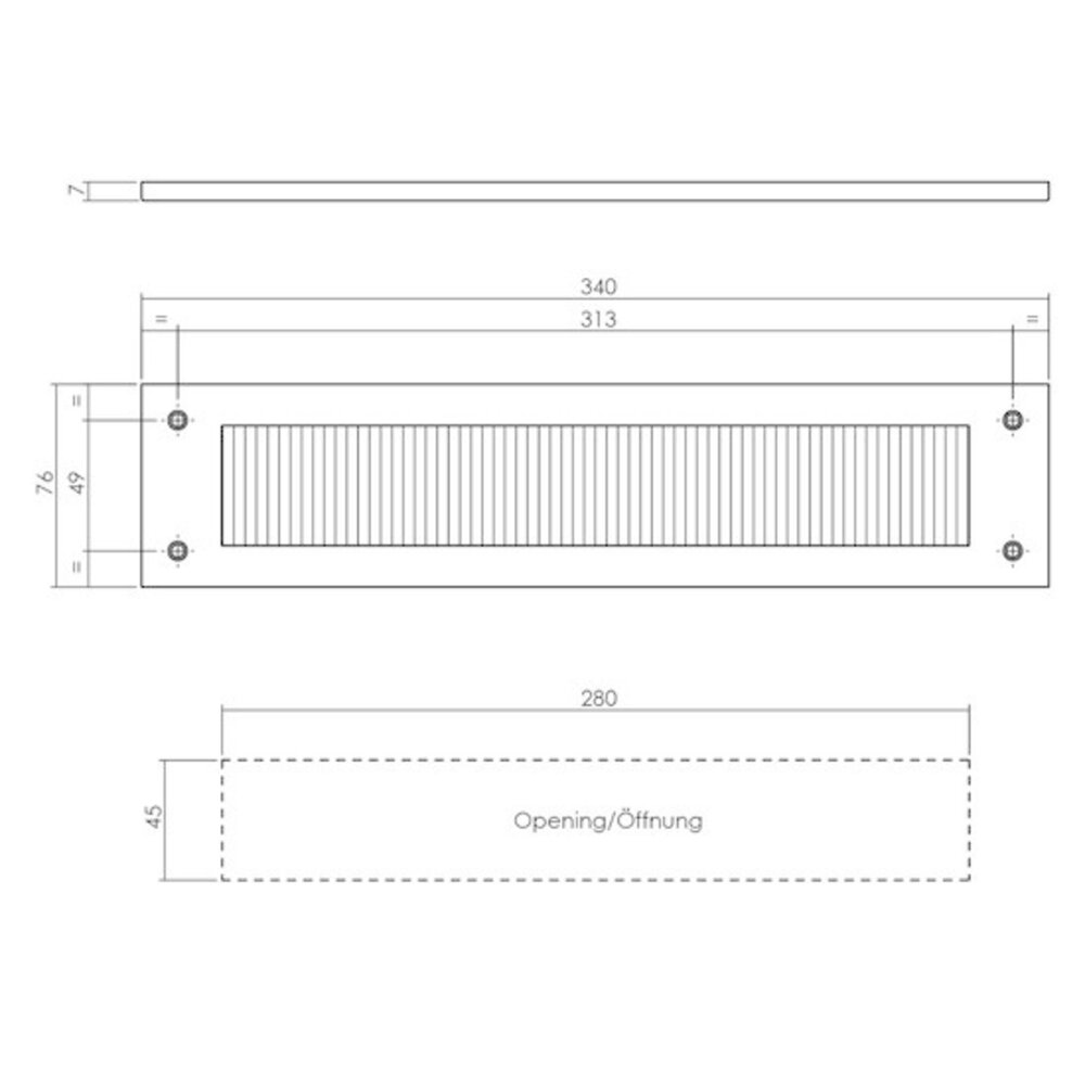 Intersteel Tochtwering rechthoek geborsteld rvs Intersteel Tochtwering rechthoek geborsteld rvs