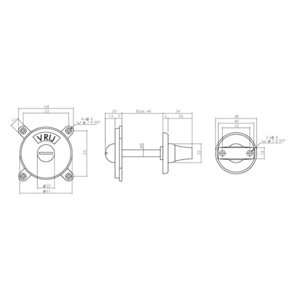 Intersteel Toilet-/badkamersluiting george vrij/bezet messing gelakt