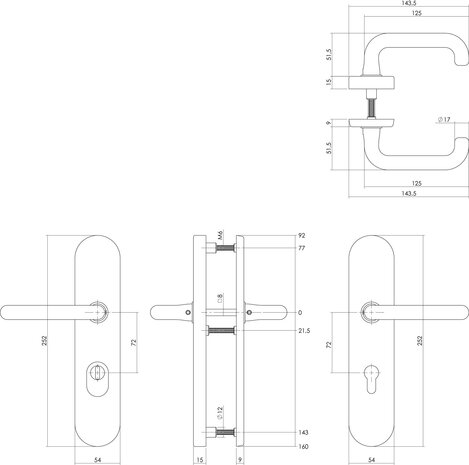 Intersteel Veiligheidsbeslag kerntrekbeveiliging profielcilindergat ovaal messing 72 mm