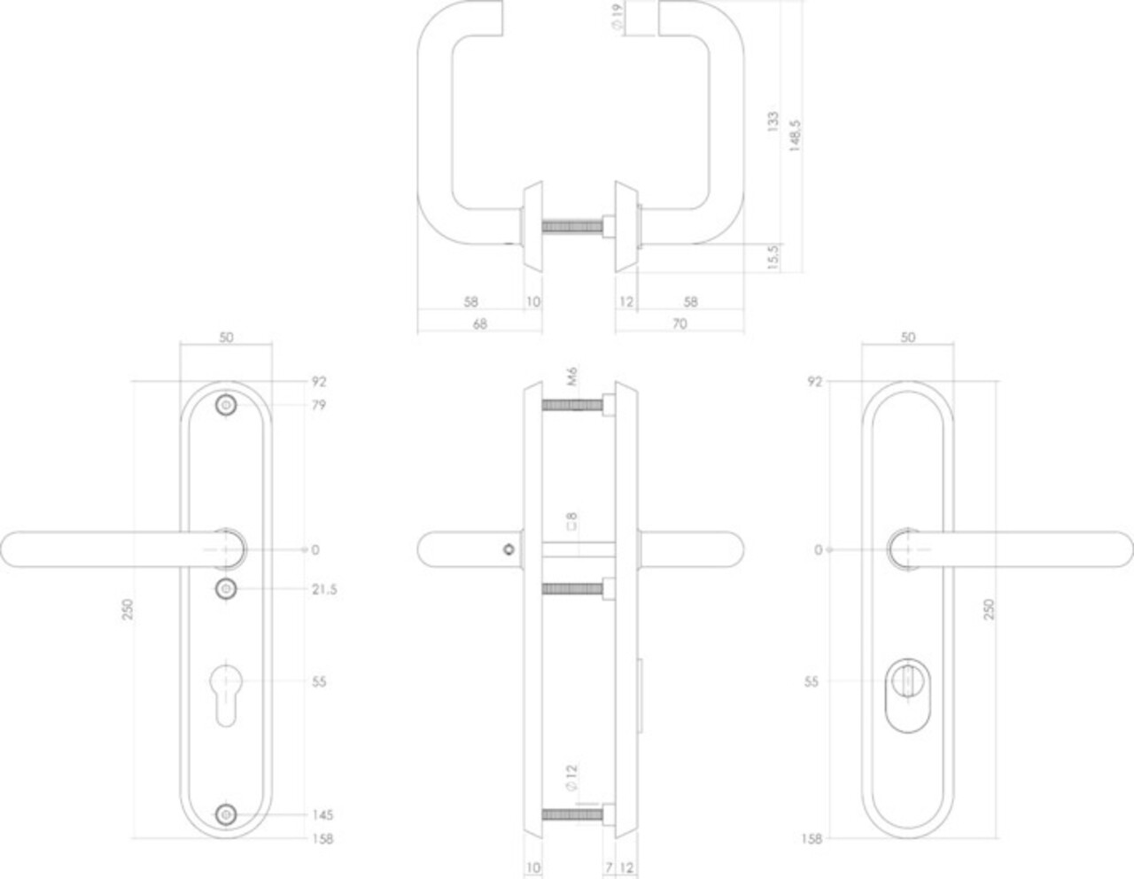 Intersteel Veiligheidsbeslag ovaal met kerntrekbeveiliging profielcilindergat mat zwart 55 mm achterdeurbeslag Intersteel Veiligheidsbeslag ovaal met kerntrekbeveiliging profielcilindergat mat zwart 55 mm achterdeurbeslag