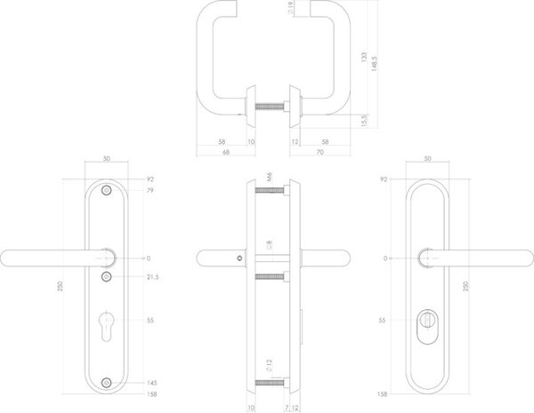 Intersteel Veiligheidsbeslag ovaal met kerntrekbeveiliging profielcilindergat mat zwart 55 mm achterdeurbeslag Intersteel Veiligheidsbeslag ovaal met kerntrekbeveiliging profielcilindergat mat zwart 55 mm achterdeurbeslag