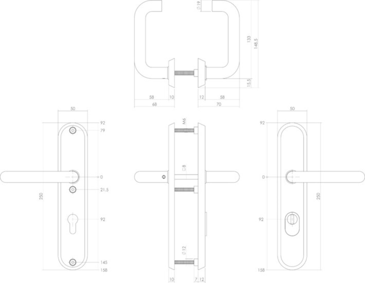 Intersteel Veiligheidsbeslag ovaal met kerntrekbeveiliging profielcilindergat mat zwart 92 mm achterdeurbeslag Intersteel Veiligheidsbeslag ovaal met kerntrekbeveiliging profielcilindergat mat zwart 92 mm achterdeurbeslag