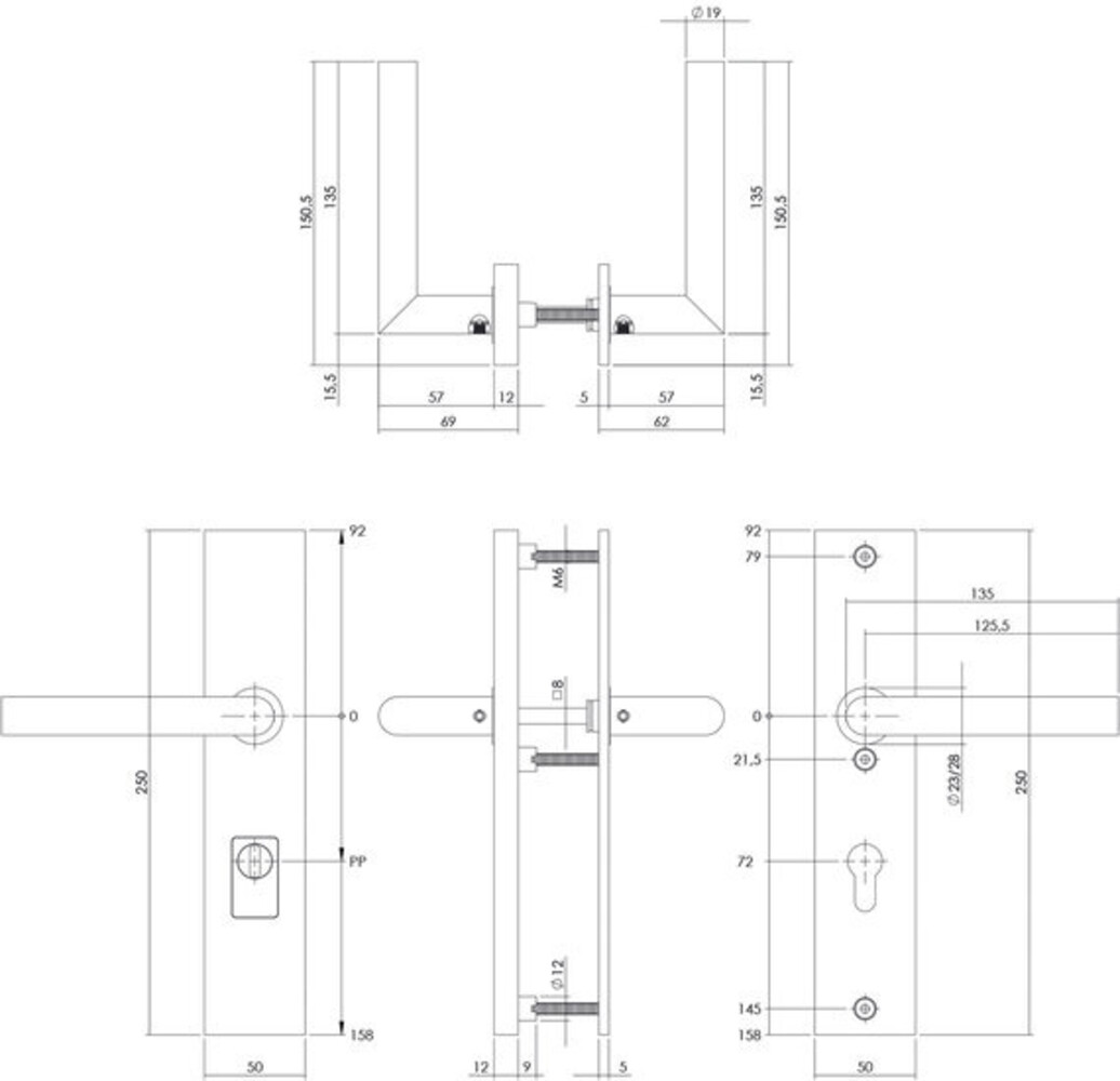 Intersteel - SKG3 Veiligheidsbeslag met kerntrekbeveiliging profielcilindergat 72 mm in mat zwart Intersteel - SKG3 Veiligheidsbeslag met kerntrekbeveiliging profielcilindergat 72 mm in mat zwart