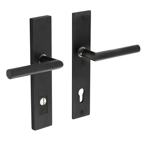 Intersteel Veiligheidsbeslag rechthoekig met kerntrekbeveiliging profielcilindergat mat zwart 92 mm achterdeurbeslag Intersteel Veiligheidsbeslag rechthoekig met kerntrekbeveiliging profielcilindergat mat zwart 92 mm achterdeurbeslag