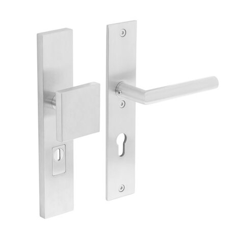 Intersteel Veiligheidsbeslag skg3 met kerntrekbeveiliging profielcilindergat 72 mm voordeurbeslag geborsteld rvs Intersteel Veiligheidsbeslag skg3 met kerntrekbeveiliging profielcilindergat 72 mm voordeurbeslag geborsteld rvs