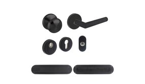 Intersteel Voordeurset veiligheidsbeslag SKG3 rond rozet zwart RVS met kerntrekbeveiliging Intersteel Voordeurset veiligheidsbeslag SKG3 rond rozet zwart RVS met kerntrekbeveiliging