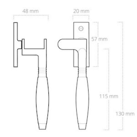 De Oude Deurklink Raamsluiting Deco ventilatiestand nikkel rechts kozijnplaatje