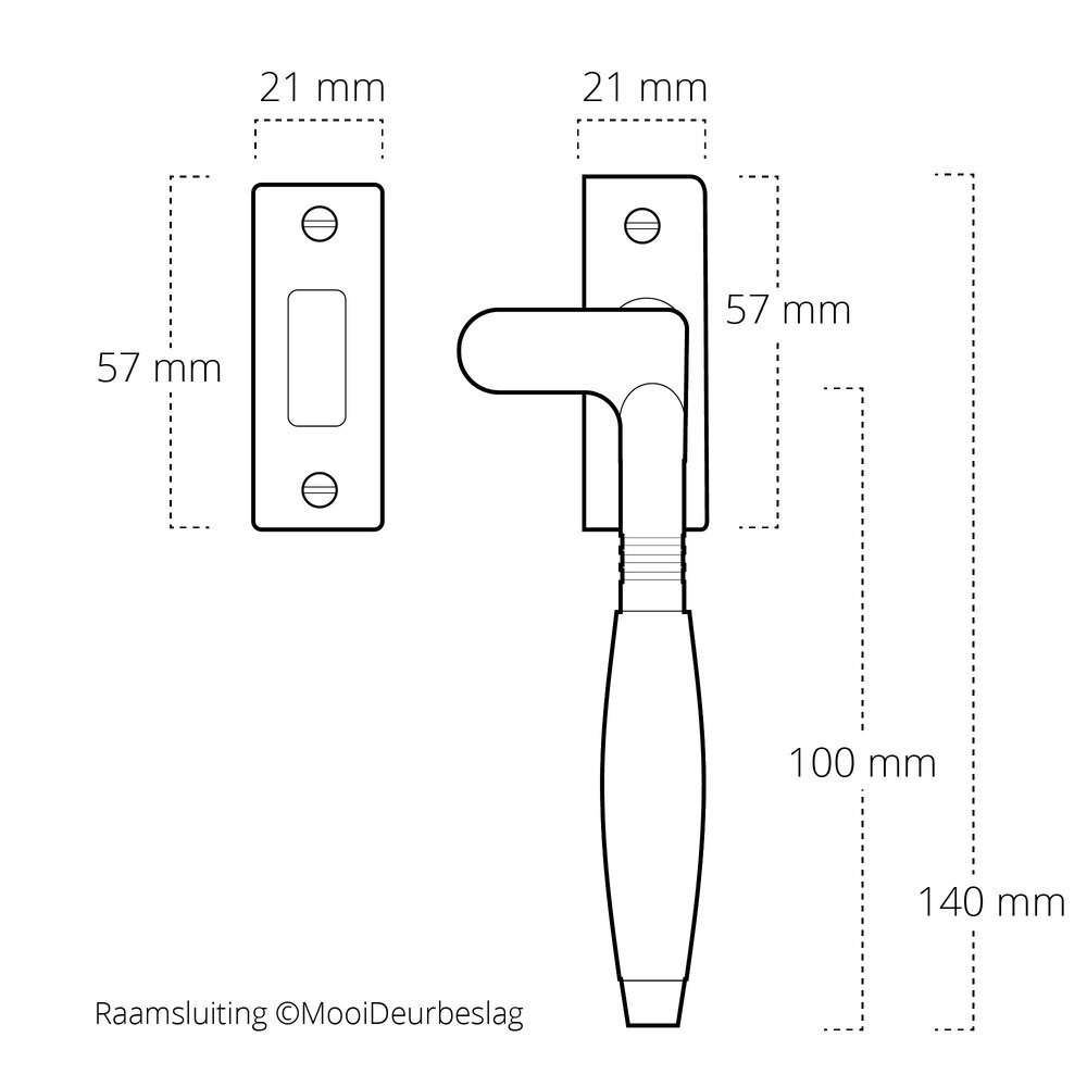 De Oude Deurklink Raamsluiting Klassiek mat zwart rechts met kozijnhaakje De Oude Deurklink Raamsluiting Klassiek mat zwart rechts met kozijnhaakje