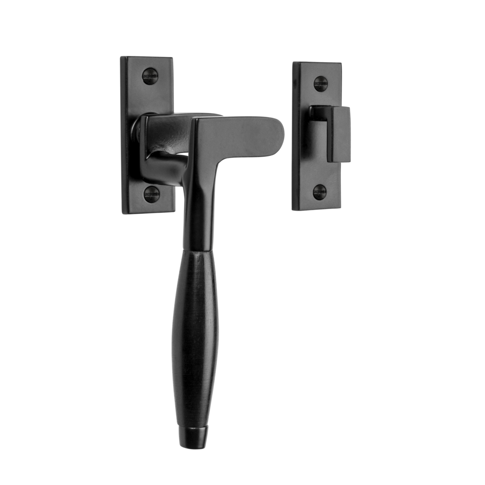 De Oude Deurklink Raamsluiting Klassiek ventilatiestand mat zwart links kozijnhaakje