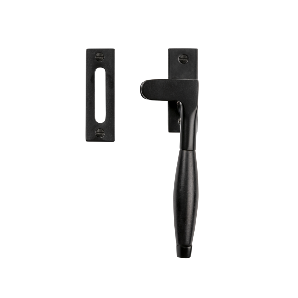 De Oude Deurklink Raamsluiting Klassiek ventilatiestand mat zwart rechts kozijnplaatje