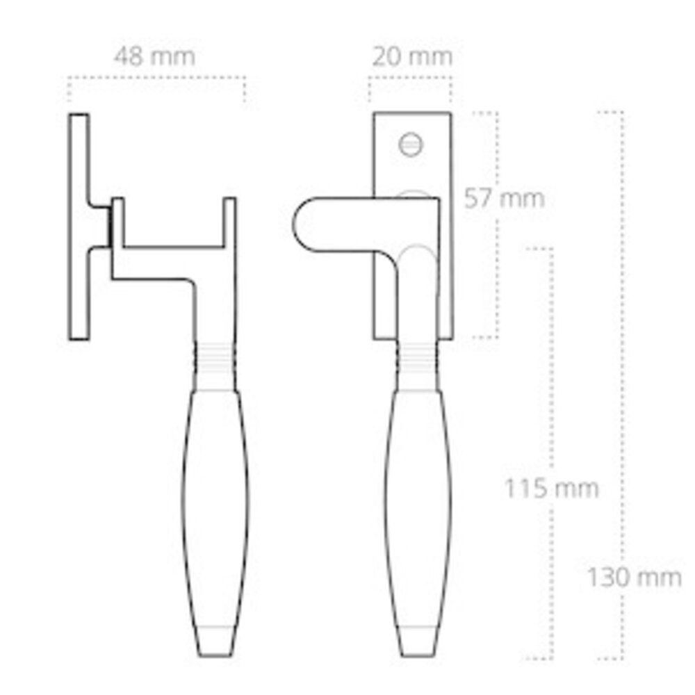De Oude Deurklink Raamsluiting Klassiek ventilatiestand nikkel rechts kozijnhaakje