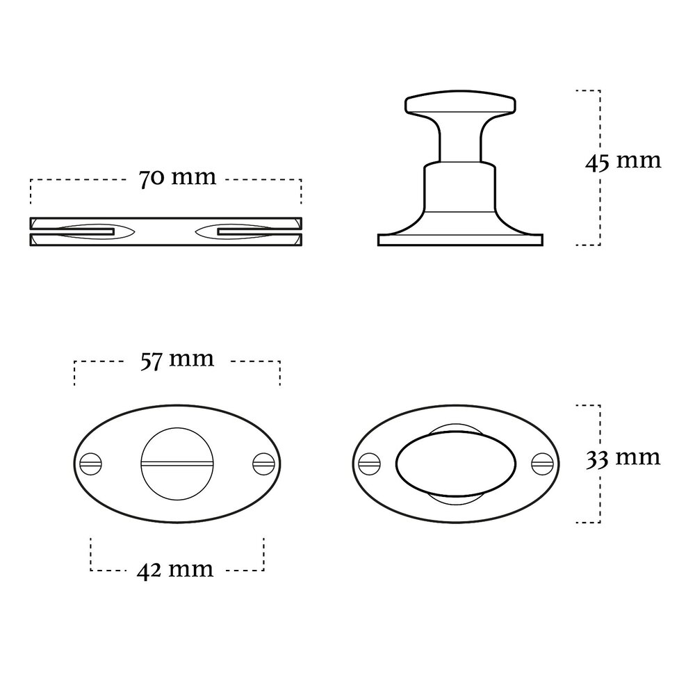 De Oude Deurklink WC Slot draaiknop ovaal rozet mat nikkel De Oude Deurklink WC Slot draaiknop ovaal rozet mat nikkel