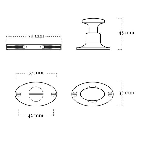 De Oude Deurklink WC Slot draaiknop ovaal rozet nikkel De Oude Deurklink WC Slot draaiknop ovaal rozet nikkel
